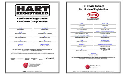 虹潤(rùn)溫度變送器通過國(guó)際HART認(rèn)證，并成為國(guó)內(nèi)首家取得FDI文件認(rèn)證的企業(yè)